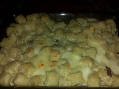 Gnocchi al tegamino con crema di zucchine pancetta e caciocavallo