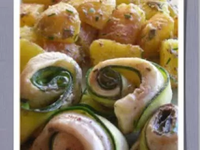 Involtini di pesce e zucchine con insalata di patate alla similtedesca