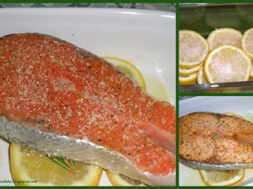 Salmone al forno su fette di limone al sale - foto 3