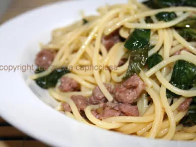 Spaghetti di mais con radicchio verde e salsiccia - foto 2