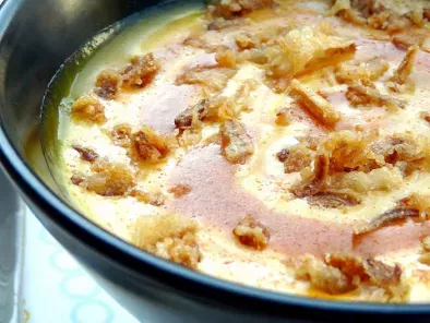 Zuppa di zucca con crema di chorizo e croccante di cipolle - foto 2