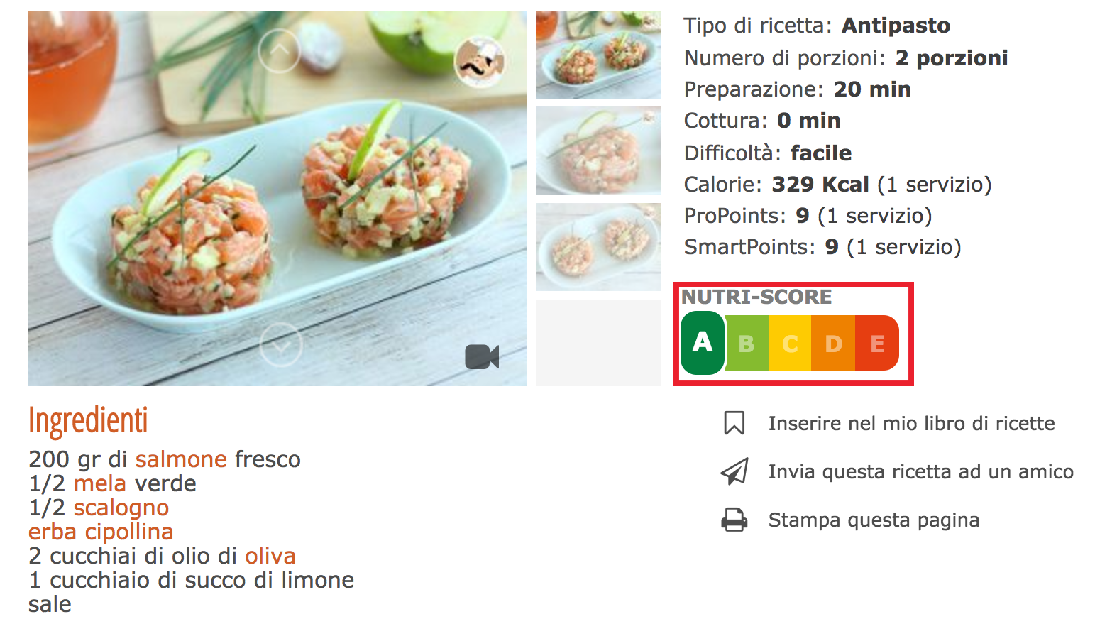 Cosa significa il nutri-score nelle ricette PetitChef. it