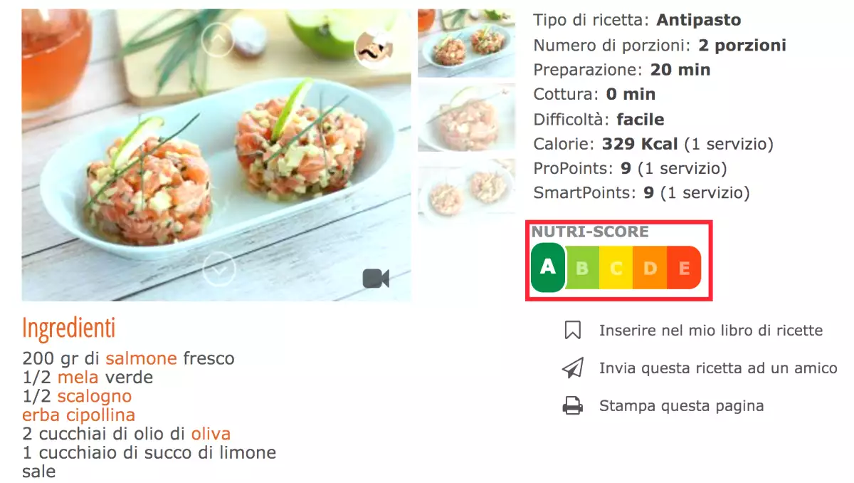 Cosa significa il nutri-score nelle ricette PetitChef. it