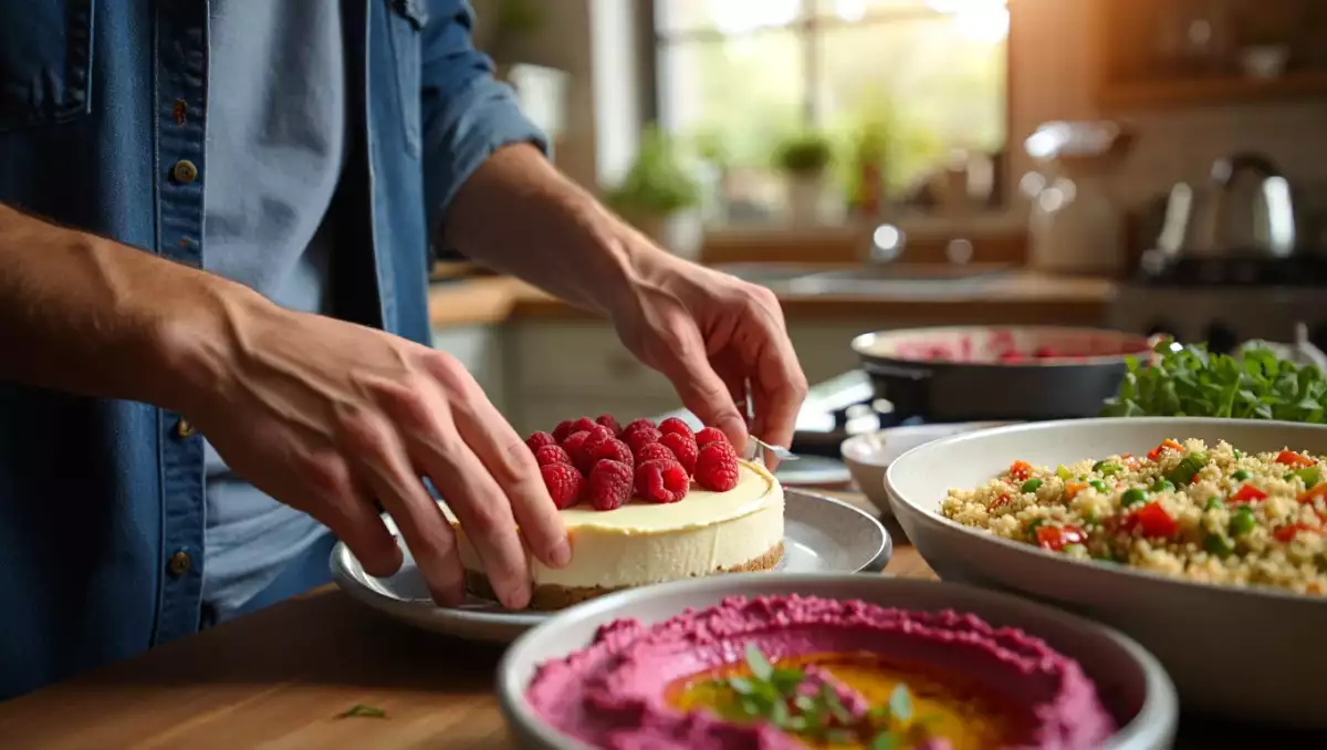 Menu vegetariano, 2 giugno: un viaggio tra hummus colorato, cous cous fresco e cheesecake al cioccolato bianco