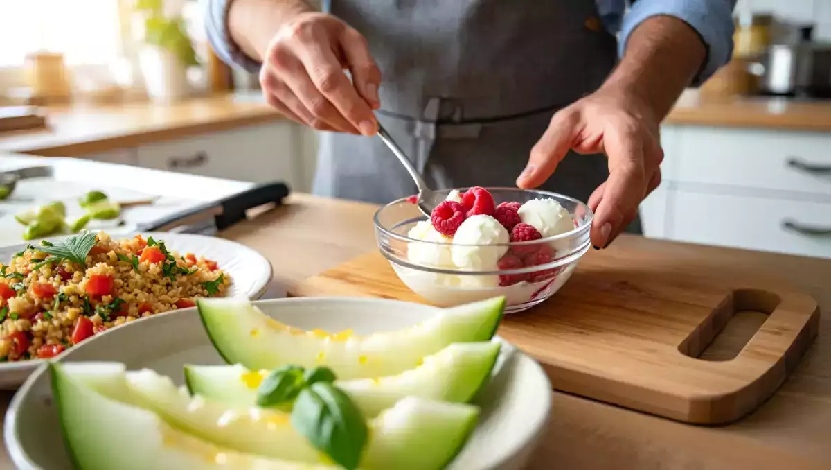 Menu vegetariano, 2 luglio: freschezza estiva con carpaccio di anguria, tabulé e gelato ai lamponi