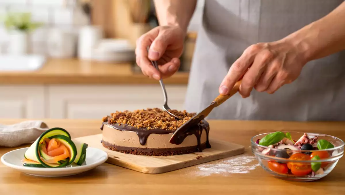 Menu del giorno, 11 luglio: involtini di zucchine e salmone affumicato, insalata di polpo e brownie cheesecake