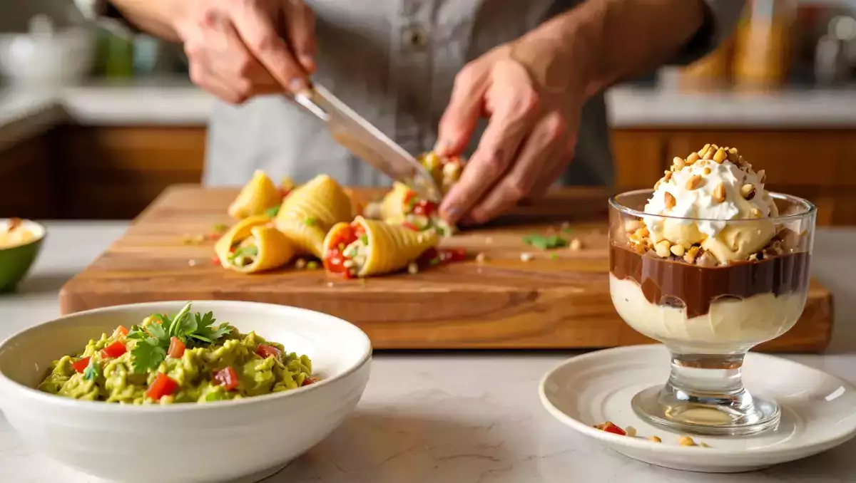Menu vegetariano, 28 luglio: freschezza e sapore con guacamole, conchiglioni ripieni e un dolce gelato