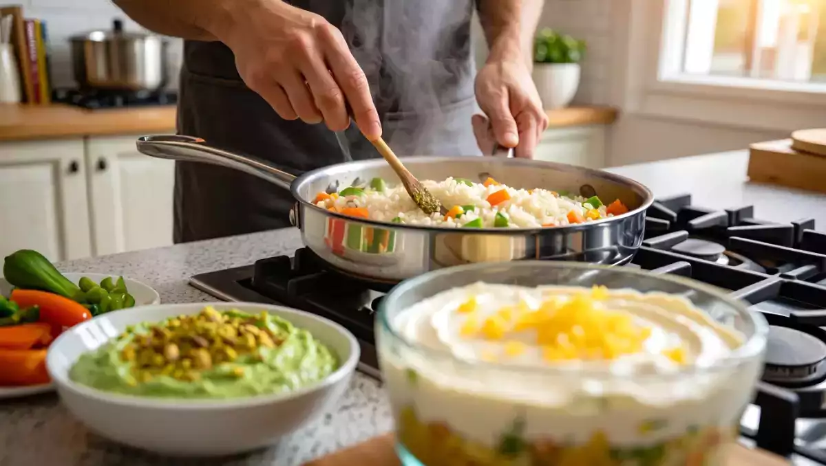 Menu vegetariano, 17 agosto: un viaggio tra crema di piselli, riso basmati e dolce al limone