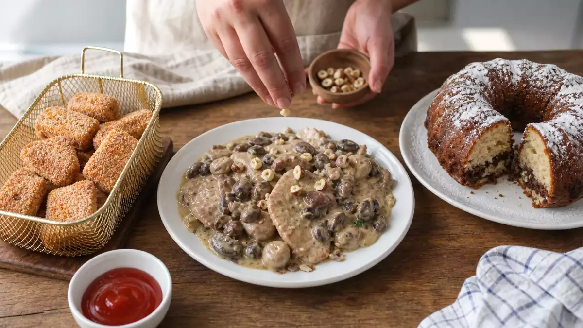 Menu del giorno, 28 settembre: nuggets di tofu croccanti, scaloppine con nocciole e ciambella nutella e cocco