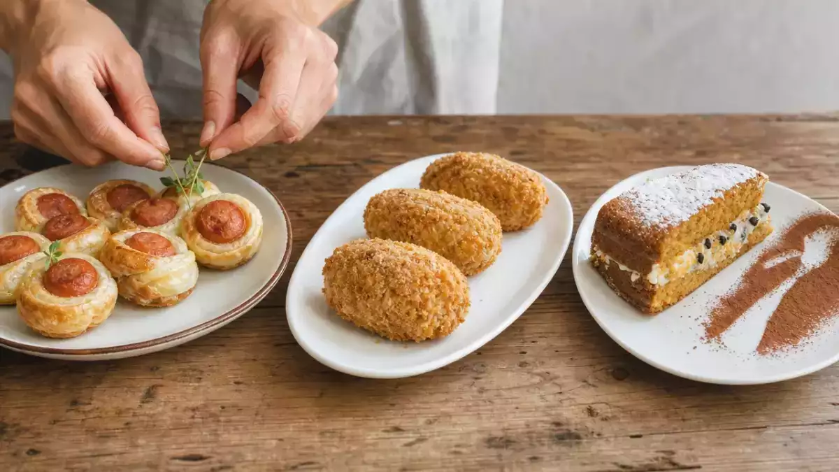 Menu del giorno, 4 ottobre: rustici con wurstel, croquetas spagnole e torta di carote e mandorle
