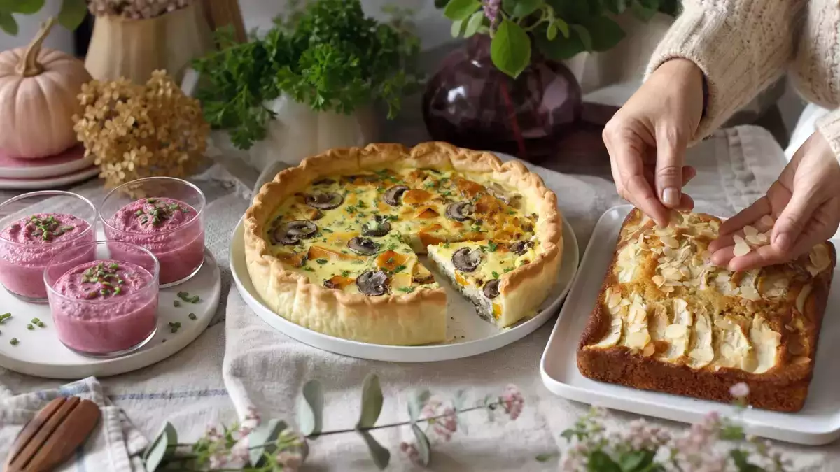 Menu del giorno, 19 ottobre: crema di barbabietole, quiche autunnale e torta pere e mandorle