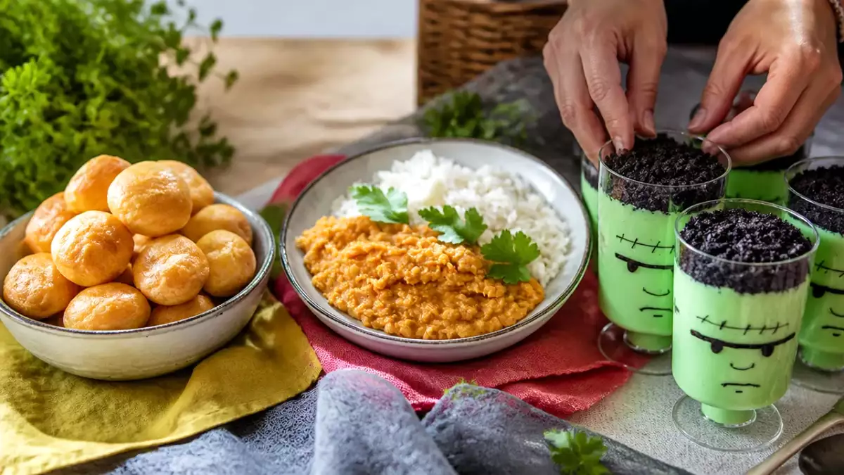 Menu vegetariano, 30 ottobre: gougères dorate, dahl speziato e bicchierini Frankenstein
