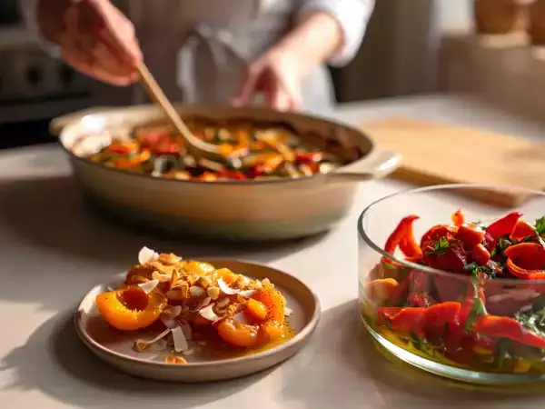 Menu vegetariano del 24 maggio: un viaggio tra peperoni arrostiti, timballo vegano e dolci tentazioni al cocco
