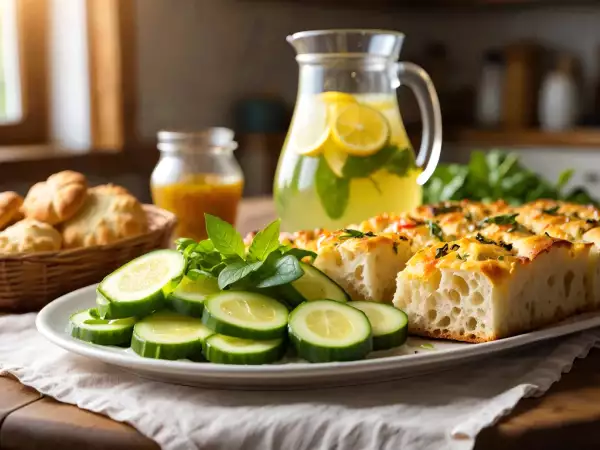Menu vegetariano, 6 giugno: freschezza e colori in tavola con cetrioli, focaccia e biscotti