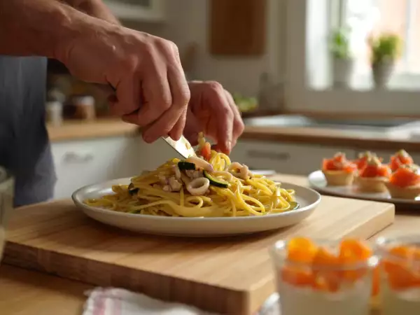 Menu del giorno, 30 giugno: coni di pasta sfoglia, linguine con totani e mousse di albicocche