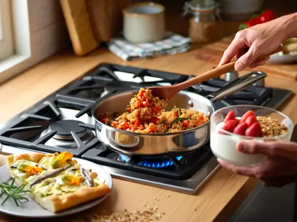 Menu del giorno, 23 luglio: focaccia con fiori di zucca, quinoa alle verdure e freschezza di fragole