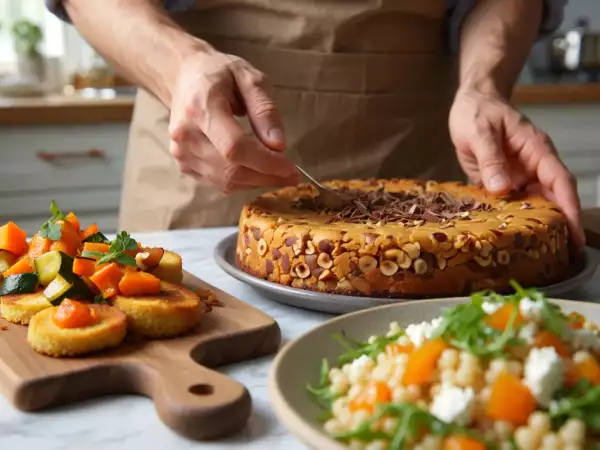 Menu del giorno, 22 agosto: antipasto di sformatini di miglio, insalata estiva di couscous e torta croccante al cioccolato