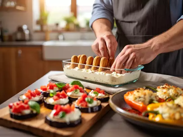 Menu del giorno, 24 agosto: pizzette di melanzane, peperoni farciti e tiramisù albicocche e pistacchi
