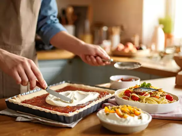 Menu del giorno, 25 agosto: crema di feta, spaghetti con sardine e crostata di fichi