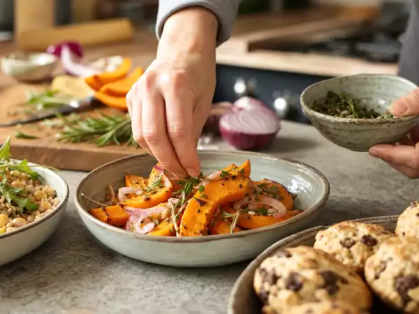 Menu vegetariano, 4 settembre: sapori freschi e dolcezza con zucca marinata, insalata di farro e scones al cioccolato