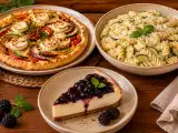 Articoli: Menú vegetariano, 4 de septiembre: Tarta de hortalizas, pasta cremosa con calabacines y tarta de queso y mermelada