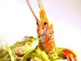 Ricetta Linguine con gamberi pomodorini confit e lime