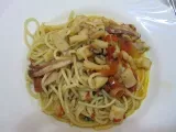 Ricetta Spaghetti con calamari e pomodorini.