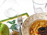 Ricetta Risotto sfumato alla grappa con zucca al forno e chips di mela