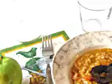 Ricetta Risotto sfumato alla grappa con zucca al forno e chips di mela