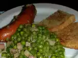 Ricetta Piselli prosciutto e porri [con wurstel]