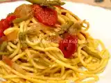 Ricetta Troccoli all'uovo con asparagi selvatici, pomodorini confit e guanciale