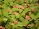 Ricetta Cucina molecolare - tagliatelle di farina di piselli con prosciutto cotto e porri