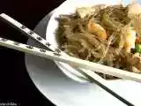 Ricetta Spaghetti di soia con verdure e gamberetti