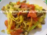 Ricetta Tagliatelle alla boscaiola, coniglio e pesce spada