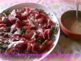 Ricetta Grazie tesoro e culatello con rucola e salsa.