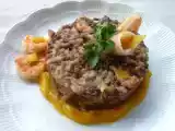 Ricetta Timballo di riso rusticon riso misto con riso camargue con calamari, gamberetti e mango