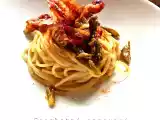 Ricetta Spaghetti con asparagi bottarga e pancetta croccante