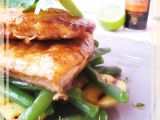 Ricetta Scaloppine di salmone in salsa worcester con verdure novelle al lime e zenzero