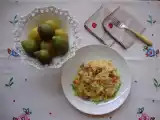 Ricetta Farfalle con fiori di zucca patate e prosciutto cotto