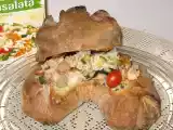Ricetta Scrigno di pane ripieno di riso freddo terra e mare