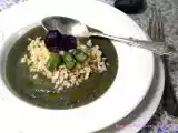Ricetta Riso integrale con vellutata di verdure primaverili e chips di patate viola