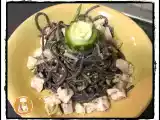 Ricetta Tonnarelli al nero con pesce spada, zucchine e pesto di mandorle