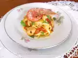 Ricetta Spaghetti alla chitarra con crema di peperoni e gamberi