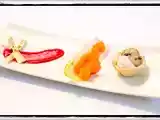 Ricetta Tartelletta matta con prosciutto e champignon, chutney di melone e salsa di lamponi