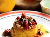 Ricetta Sformatino di ricotta e robiola giallo curcuma con pomodorini secchi e pinoli tostati