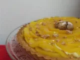 Ricetta Crostata di amaretti con crema al marsala e pesche sciroppate
