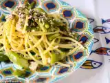 Ricetta Spaghettoni con asparagi, pesce spada e zenzero