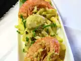 Ricetta Strozzapreti con pesto di agrumi, coda di rospo e gamberoni