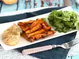 Ricetta Petto di pollo al forno con patate dolci e rucola