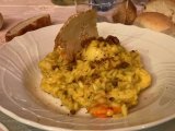 Ricetta Risotto alla milanese totani e scampi, pistacchi di bronte dop